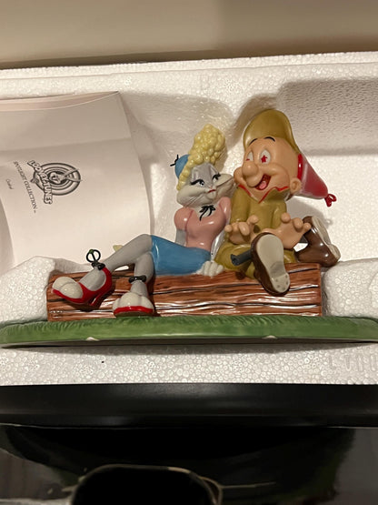 Vintage Looney Tunes Goebel Figurine: Bugs Bunny & Elmer Fudd, Rabbit Season (Original Box)