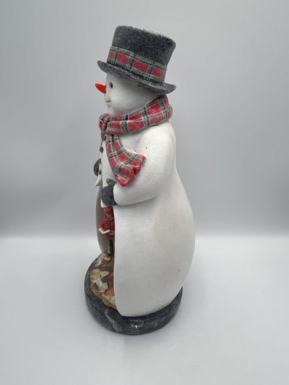 Snowman Christmas Decor: Light-Up Carolers Figurine (Medium Size)