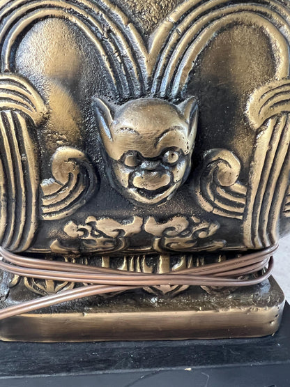 James Mont Style Brass Chinese Wine Vessel 'Hu' Vase, Now as a Lamp