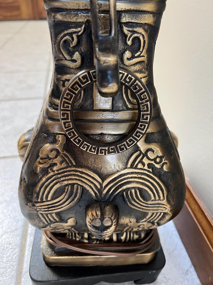 James Mont Style Brass Chinese Wine Vessel 'Hu' Vase, Now as a Lamp