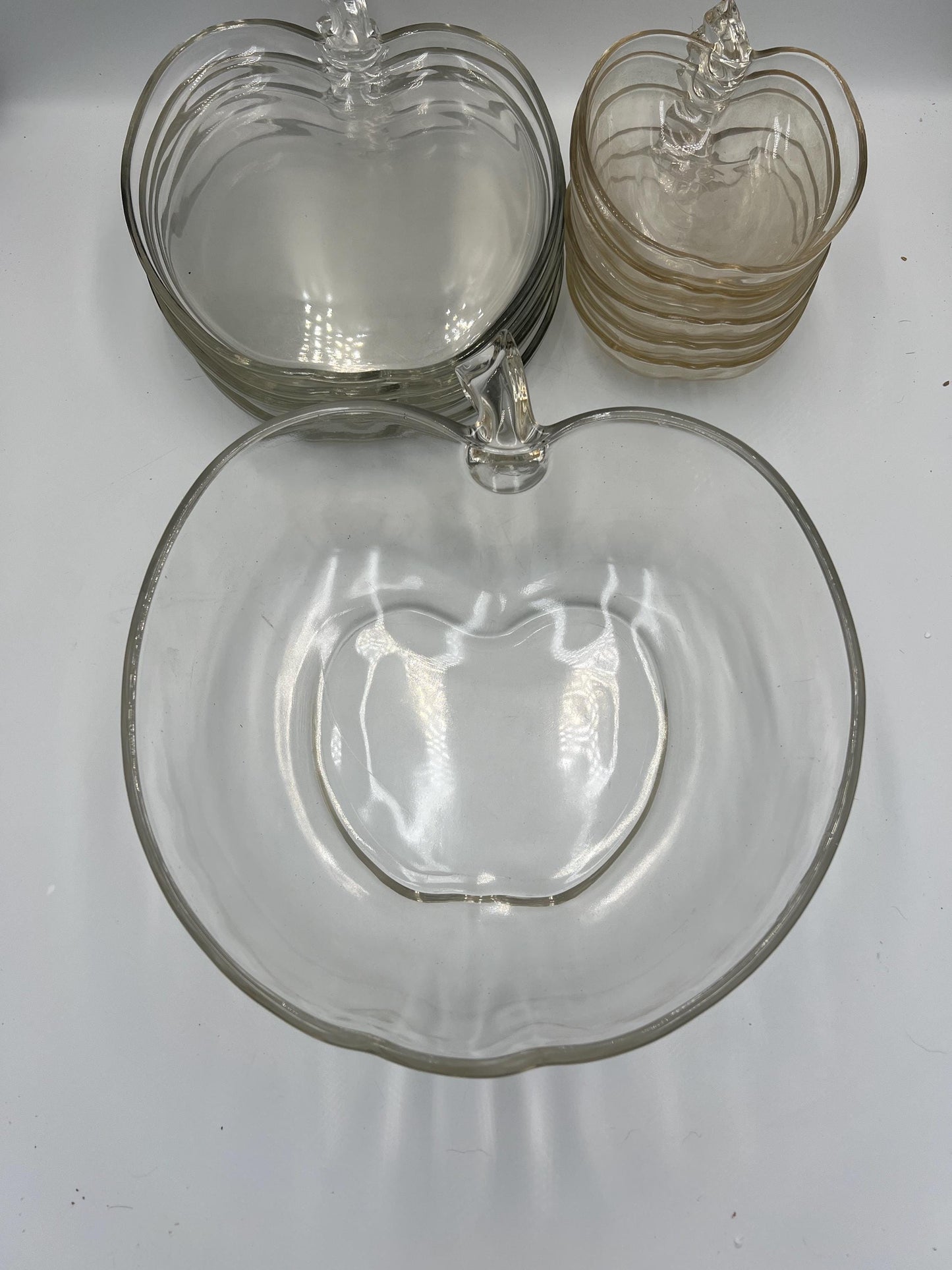 Vintage Hazel Atlas Clear Apple Themed Serving Set