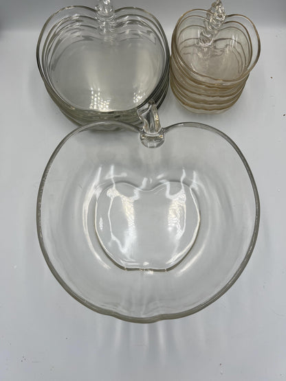 Vintage Hazel Atlas Clear Apple Themed Serving Set