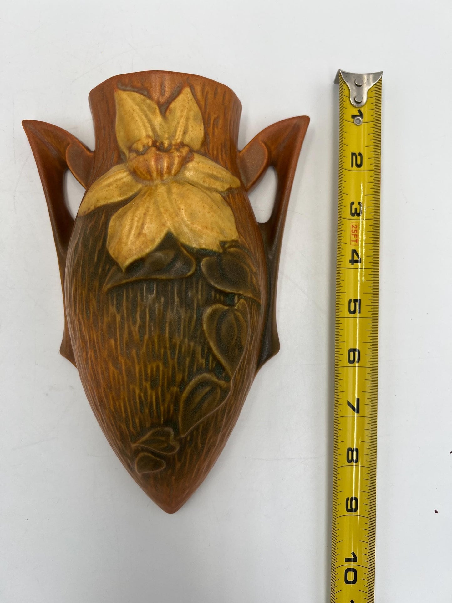 Roseville Clematis Autumn Brown Wall Pocket Vase and Candlestick Holders- Your Choice