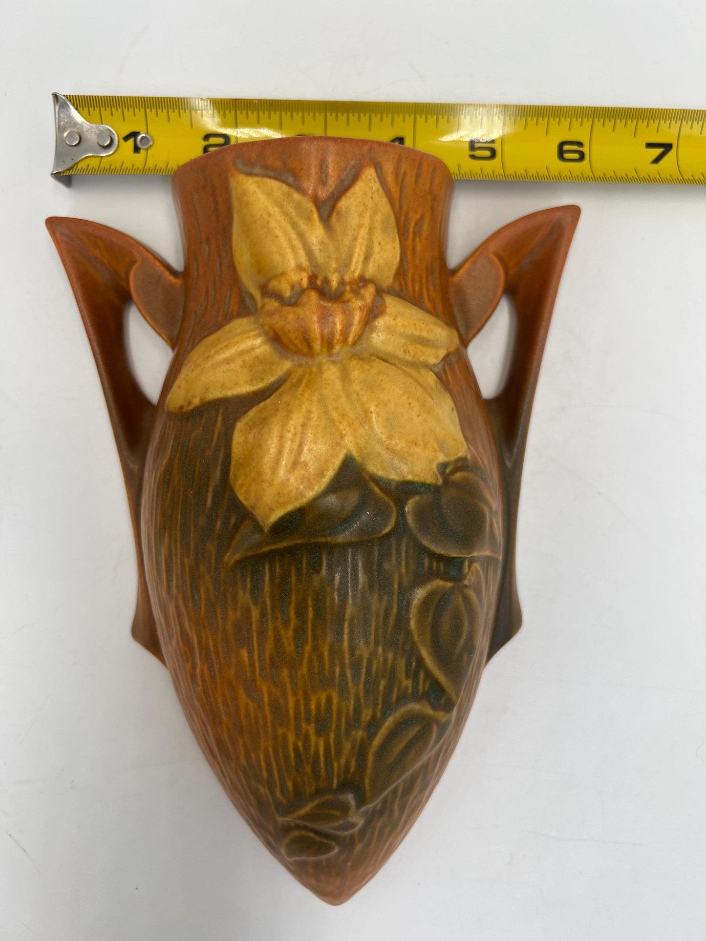 Roseville Clematis Autumn Brown Wall Pocket Vase and Candlestick Holders- Your Choice