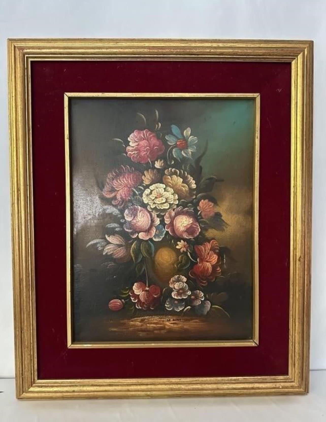 G De Maria Original Floral Oil Painting - Still Life Collectible Art