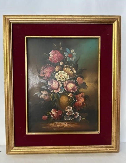 G De Maria Original Floral Oil Painting - Still Life Collectible Art
