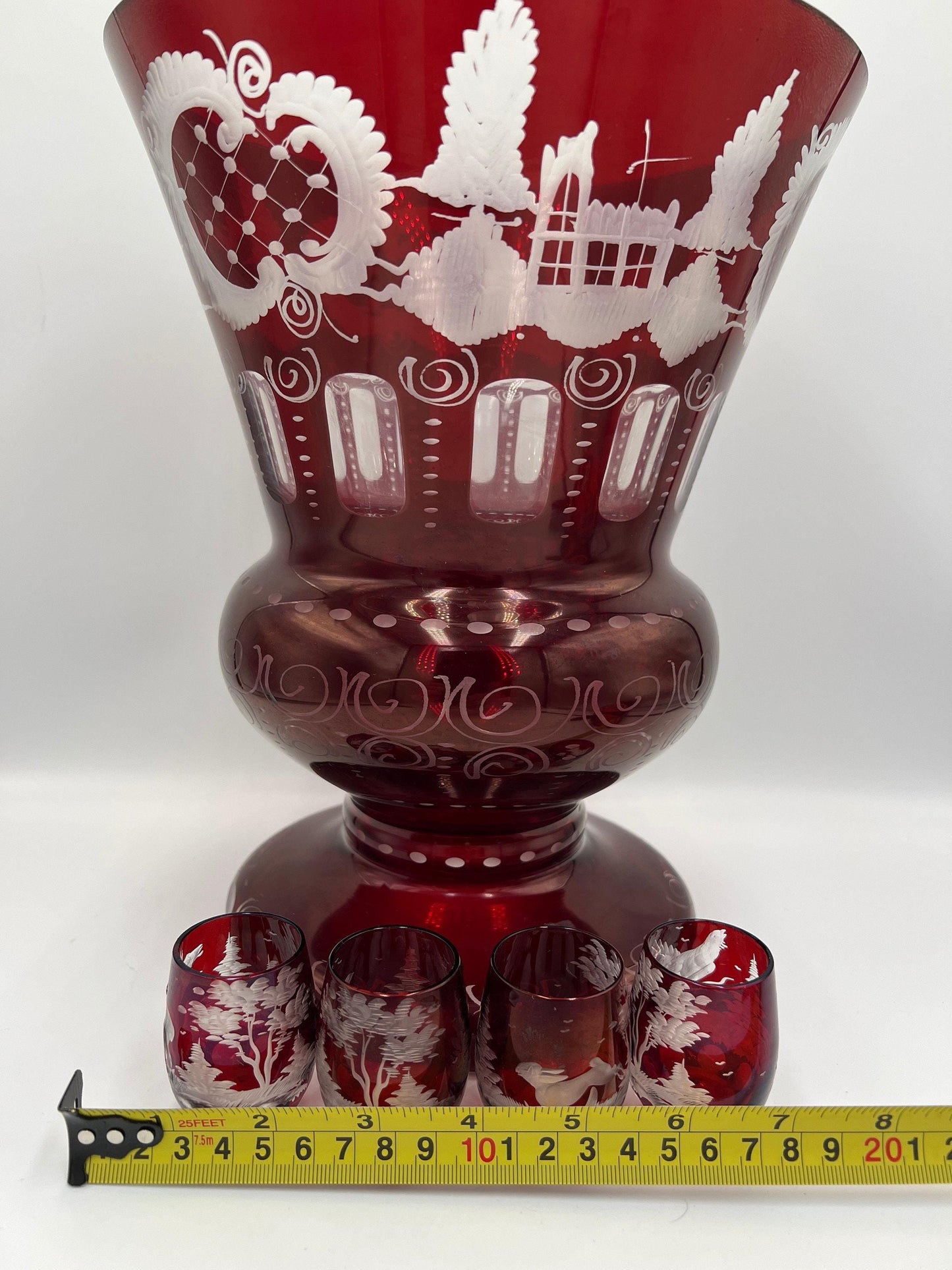 Ruby Red Egermann Glass Vase: Vintage Czech Cut Crystal
