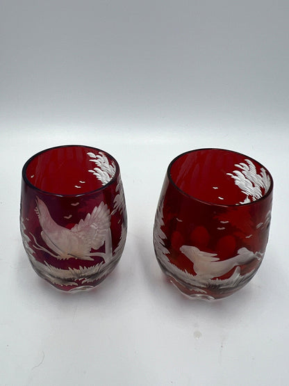 Ruby Red Egermann Glass Vase: Vintage Czech Cut Crystal