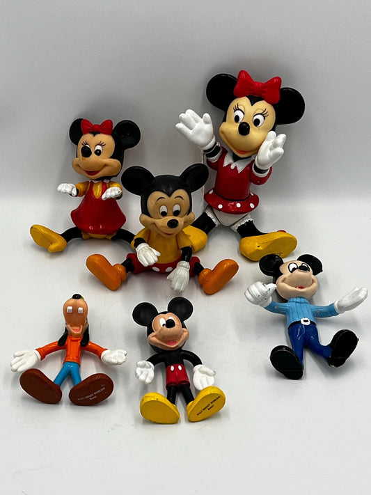 DISNEY Mickey Mouse Minnie Mouse Goofy Pose Articulated Figurines Lot of 6