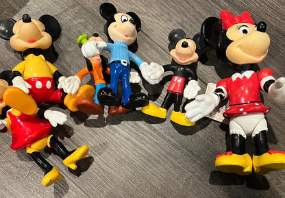 DISNEY Mickey Mouse Minnie Mouse Goofy Pose Articulated Figurines Lot of 6