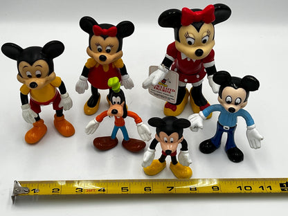 DISNEY Mickey Mouse Minnie Mouse Goofy Pose Articulated Figurines Lot of 6