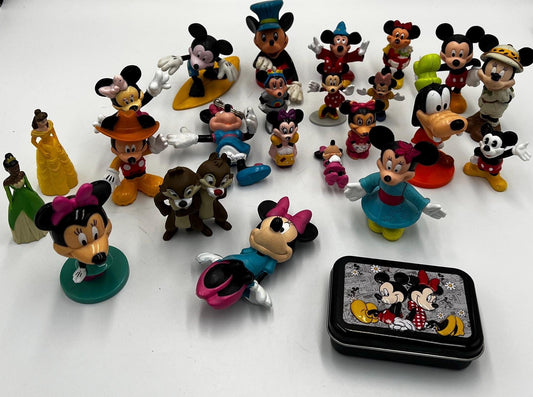 DISNEY Mickey Mouse Miniatures Lot of 20 Assorted Figures and Memorabilia - Minnie Mouse - Goofy - Disney Princess - Chip and Dale
