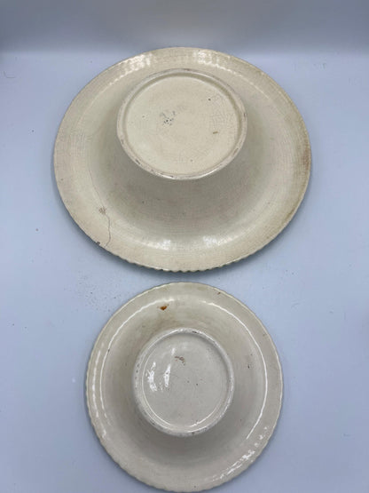 Roseville Donatello Antique Pottery Bowl: 1916 Rolled Edge Ceramic Plate