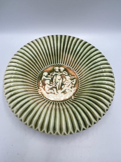 Roseville Donatello Antique Pottery Bowl: 1916 Rolled Edge Ceramic Plate