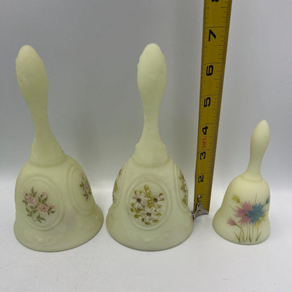 Fenton Uranium Custard Satin Glass Bell, signed, Your choice