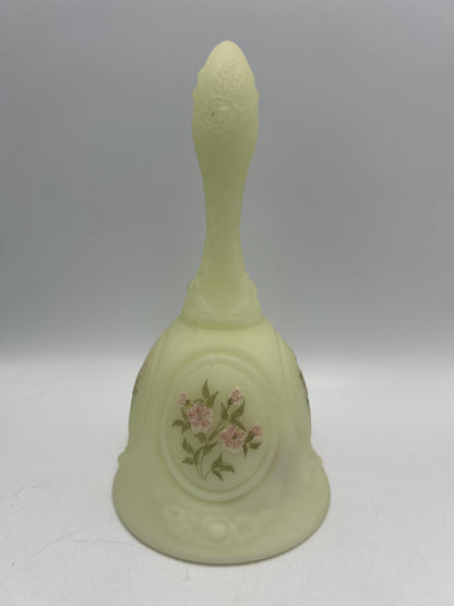 Fenton Uranium Custard Satin Glass Bell, signed, Your choice