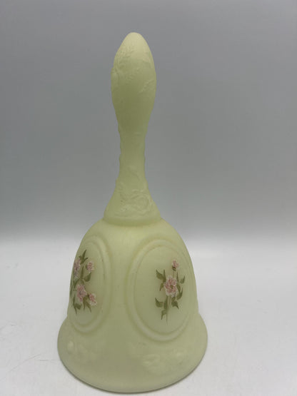 Fenton Uranium Custard Satin Glass Bell, signed, Your choice