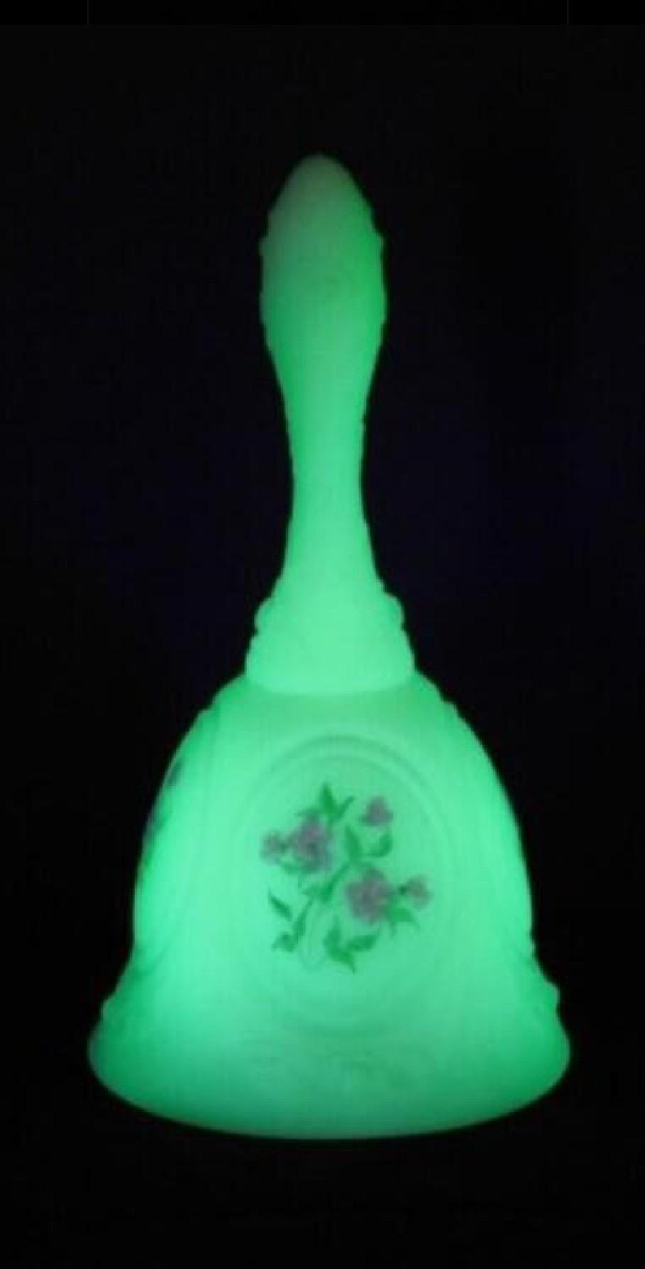 Fenton Uranium Custard Satin Glass Bell, signed, Your choice