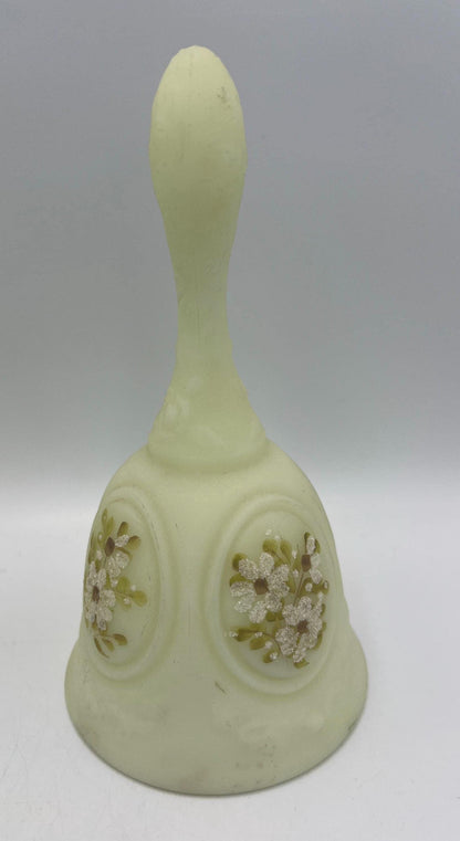 Fenton Uranium Custard Satin Glass Bell, signed, Your choice