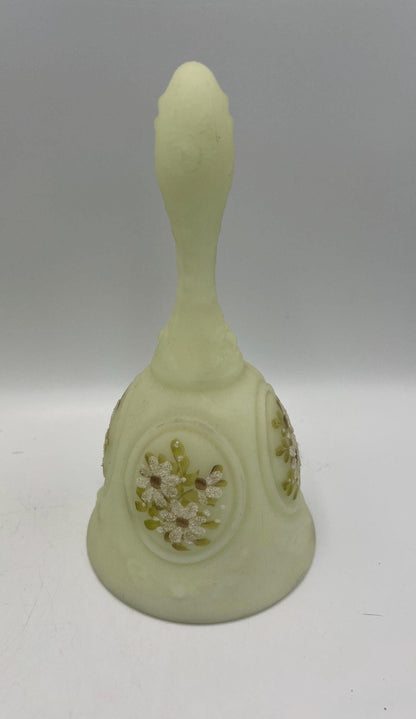 Fenton Uranium Custard Satin Glass Bell, signed, Your choice