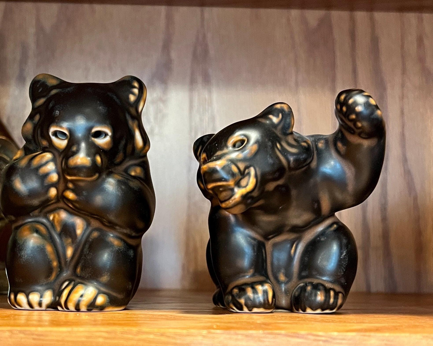 Porcelain Bear Figurines Designed by Knud Kyhn Royal Copenhagen - Two Available
