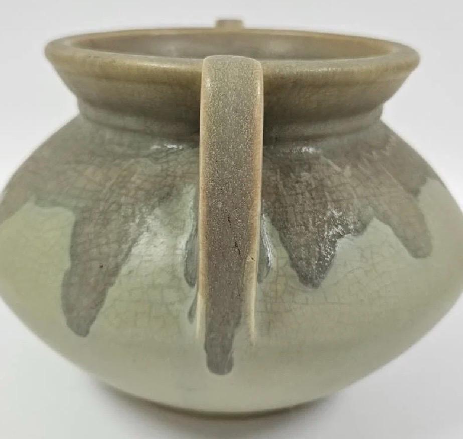 Carnelian II Bowl Vase: Vintage Roseville Pottery - Green and Brown Drip