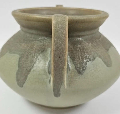 Carnelian II Bowl Vase: Vintage Roseville Pottery - Green and Brown Drip