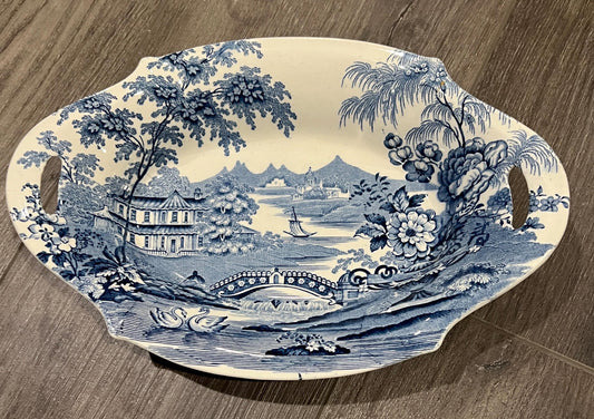 Vintage Tonquin Blue Pair Small Bon Bon Dishes Royal Staffordshire Transferware Clarice Cliff England