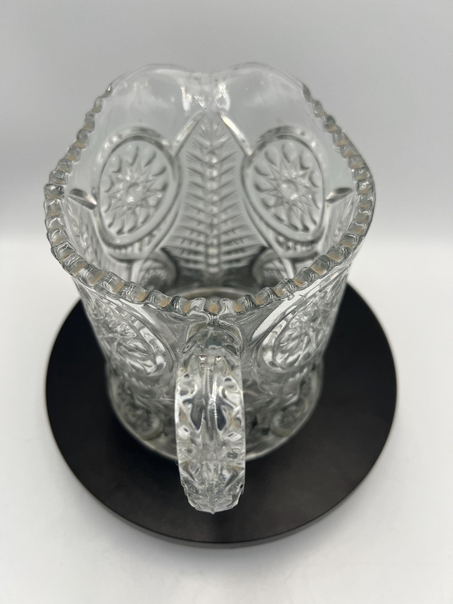 EAPG Riverside Glass Sawtooth Pitcher Inverted Feather Design