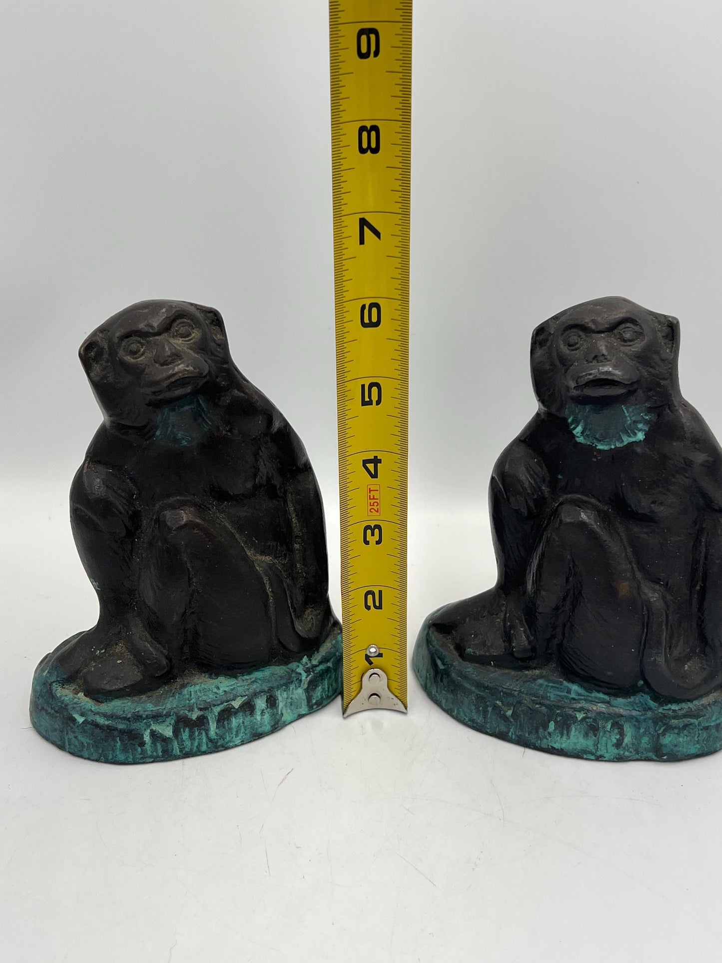 Vintage Bronze Monkey Bookends 1970s