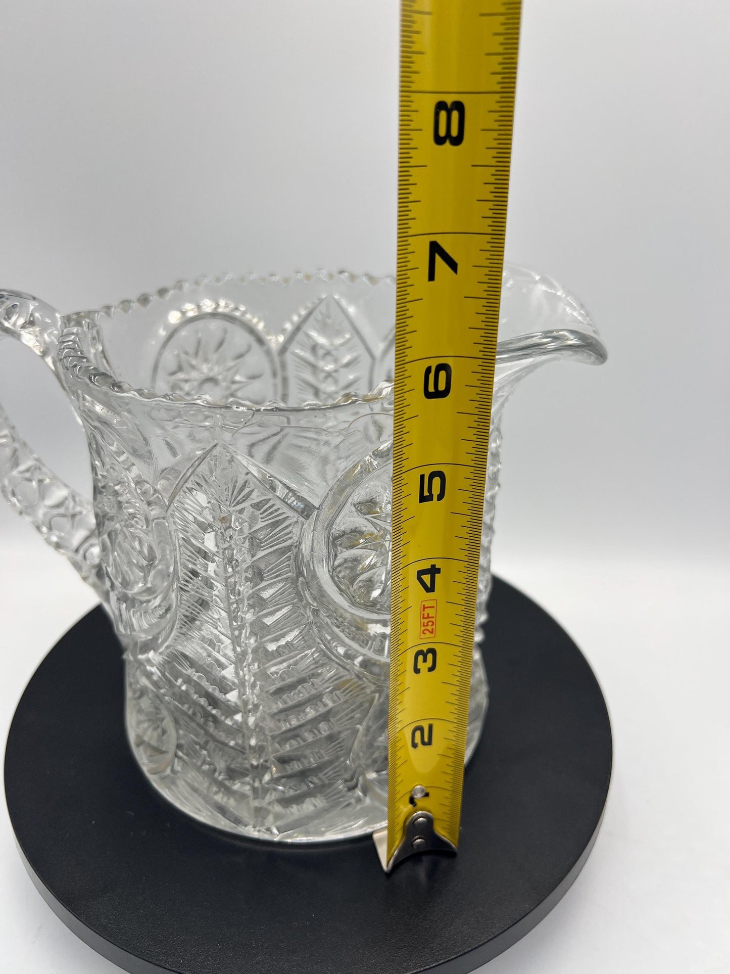 EAPG Riverside Glass Sawtooth Pitcher Inverted Feather Design