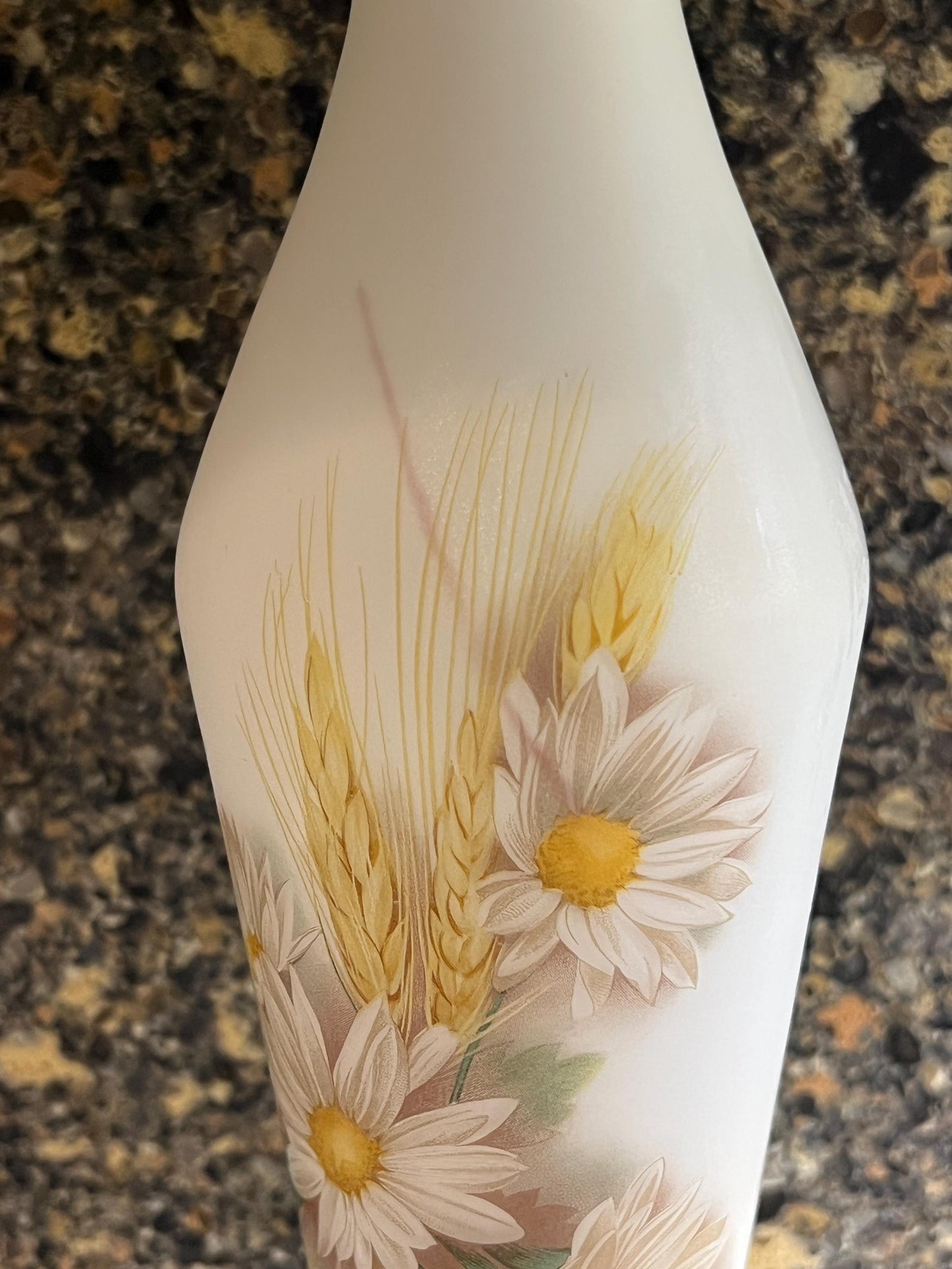 Frosted Glass Vase with Floral Motif 15" H
