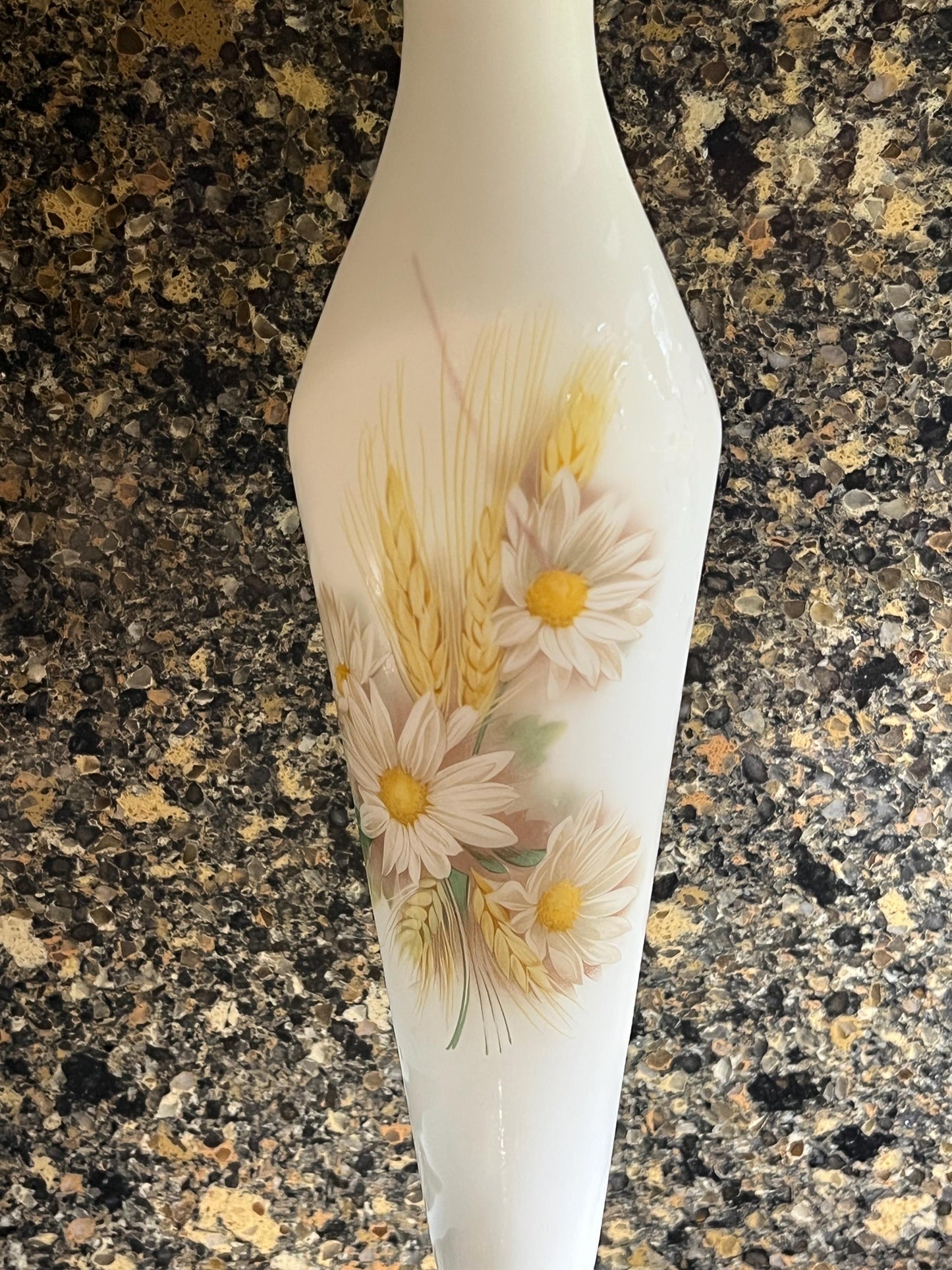 Frosted Glass Vase with Floral Motif 15" H