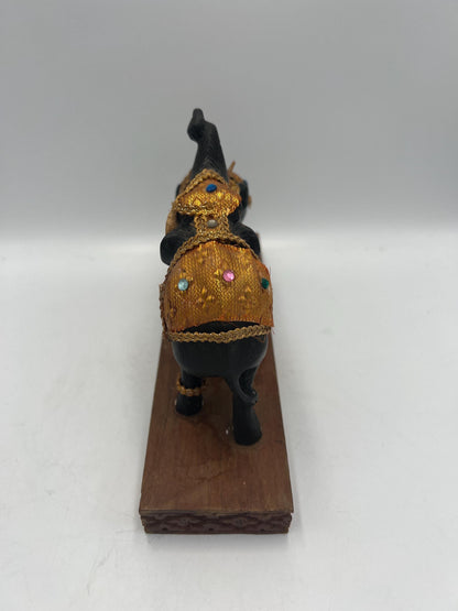 Vintage Indian Elephant Figurine - Hand Carved Wood Sculpture