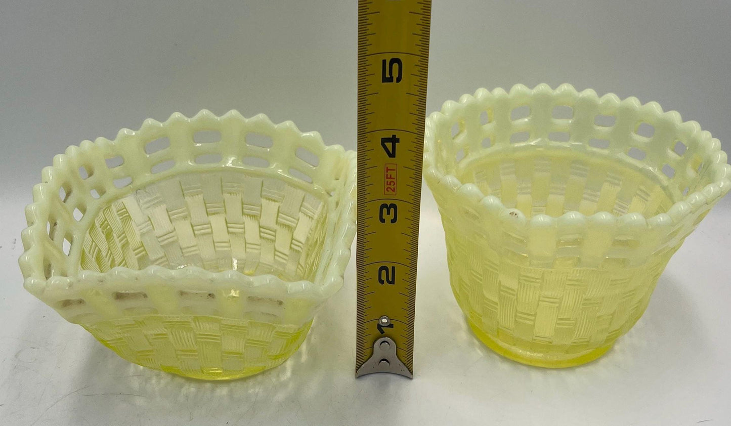 Fenton Uranium Basketweave Bowl or Basket - Your Choice - Glows