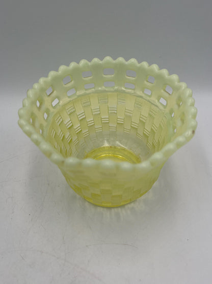 Fenton Uranium Basketweave Bowl or Basket - Your Choice - Glows