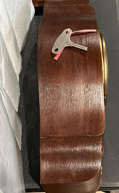 Karl Lauffer Mantel Clock Wood Germany. With Key! Holds Time! Chime works!