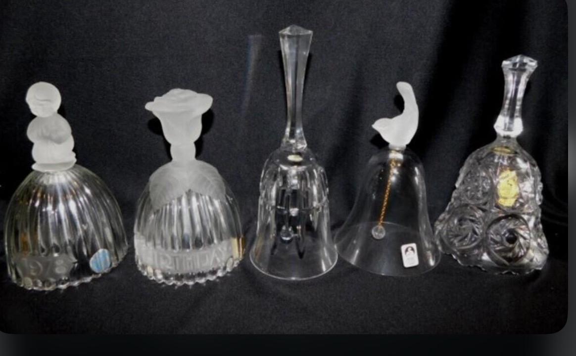 Glass Bells Your Choice! Goebel Annual 1978. Goebel Happy Birthday. Sasaki Dinner Bell. German Lead Crystal.
