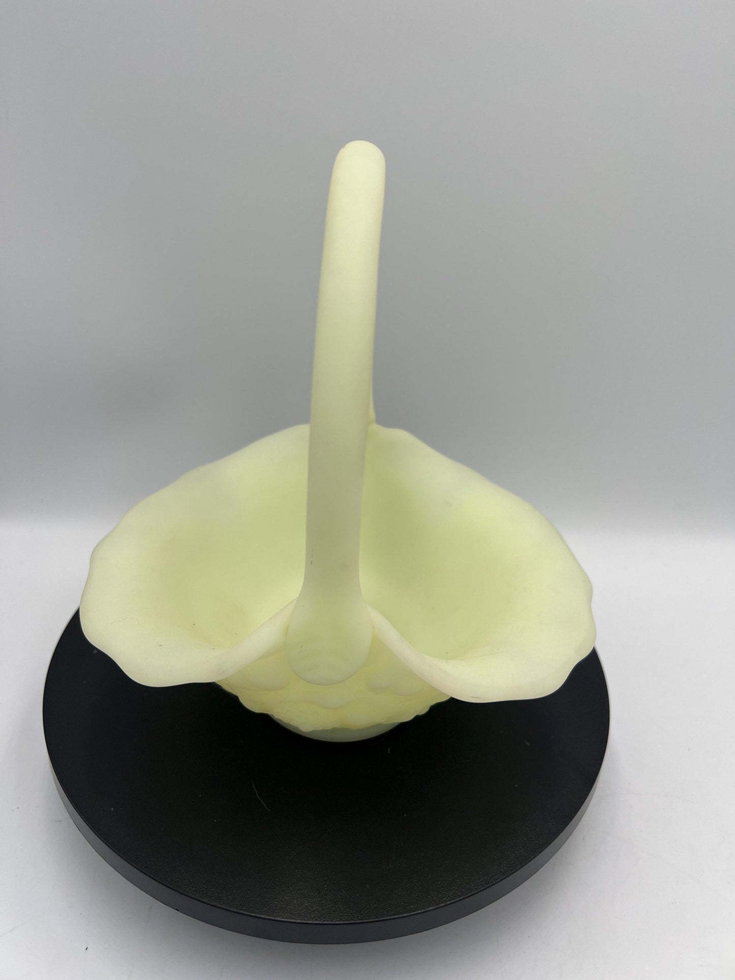 Fenton Uranium Custard Glass GLOWS - Water Lily Basket or Wild Strawberry Container - Your Choice