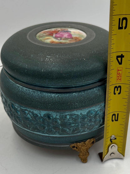 Vintage Powder Puff Music Box - Vintage Trinket Jewelry Box