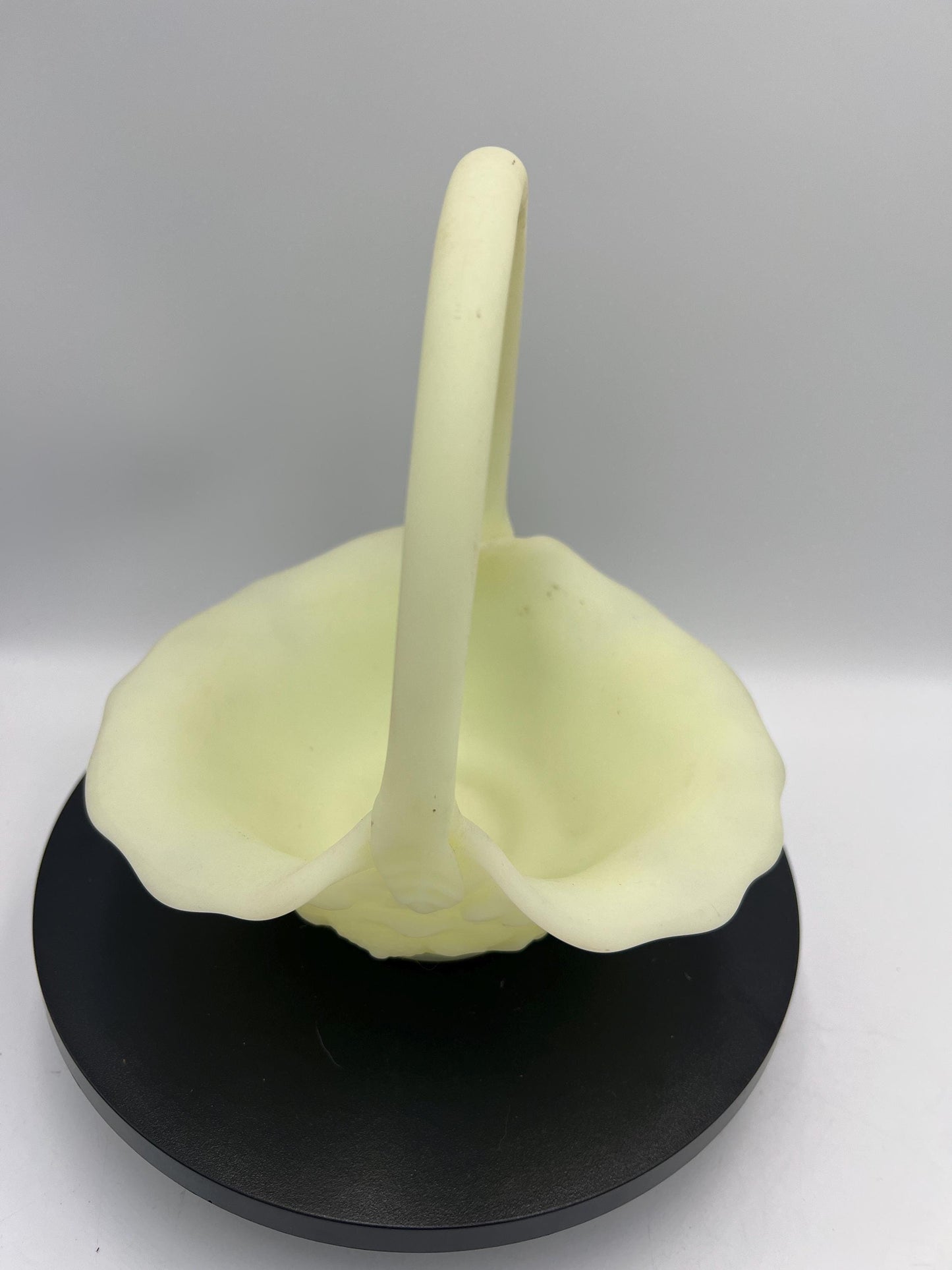 Fenton Uranium Custard Glass GLOWS - Water Lily Basket or Wild Strawberry Container - Your Choice