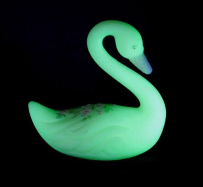 Fenton Custard Glass Animals - Bear - Swan - Butterfly Ring Holder - Glow in Dark