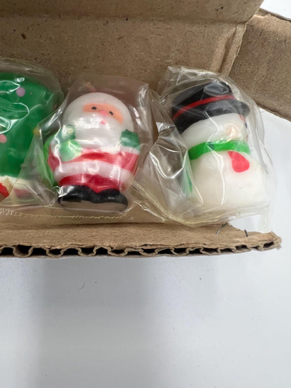 Lot Of 8 Vintage Current Christmas Mini Candles Tree Santa Snowman
