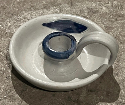 Ceramic Williamsburg Pottery Set Salt Glazed Candlestick Holders and Bud Vase - 3pc lot