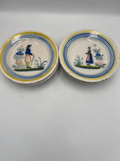 Quimper Faience Set 27 pcs plus Misc items - Bowls - Containers - Plates - Creamer - Sugar