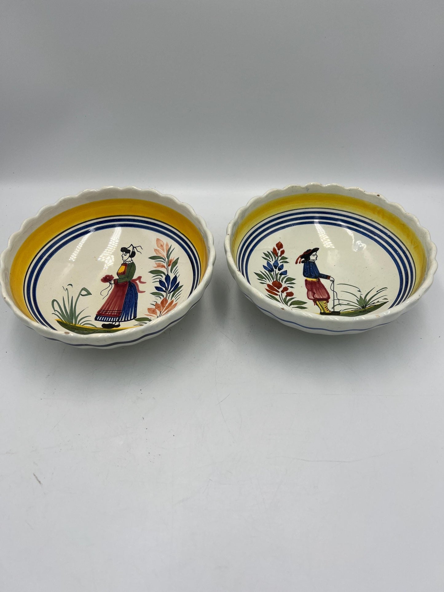Quimper Faience Set 27 pcs plus Misc items - Bowls - Containers - Plates - Creamer - Sugar
