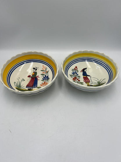 Quimper Faience Set 27 pcs plus Misc items - Bowls - Containers - Plates - Creamer - Sugar