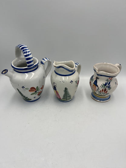 Quimper Faience Set 27 pcs plus Misc items - Bowls - Containers - Plates - Creamer - Sugar