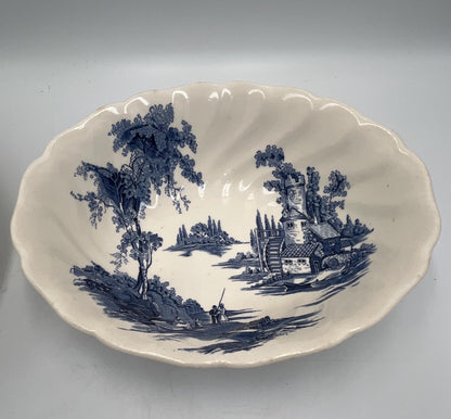 Pair of Vintage "The Old Mill" rimmed soup bowl by Johnson Brothers