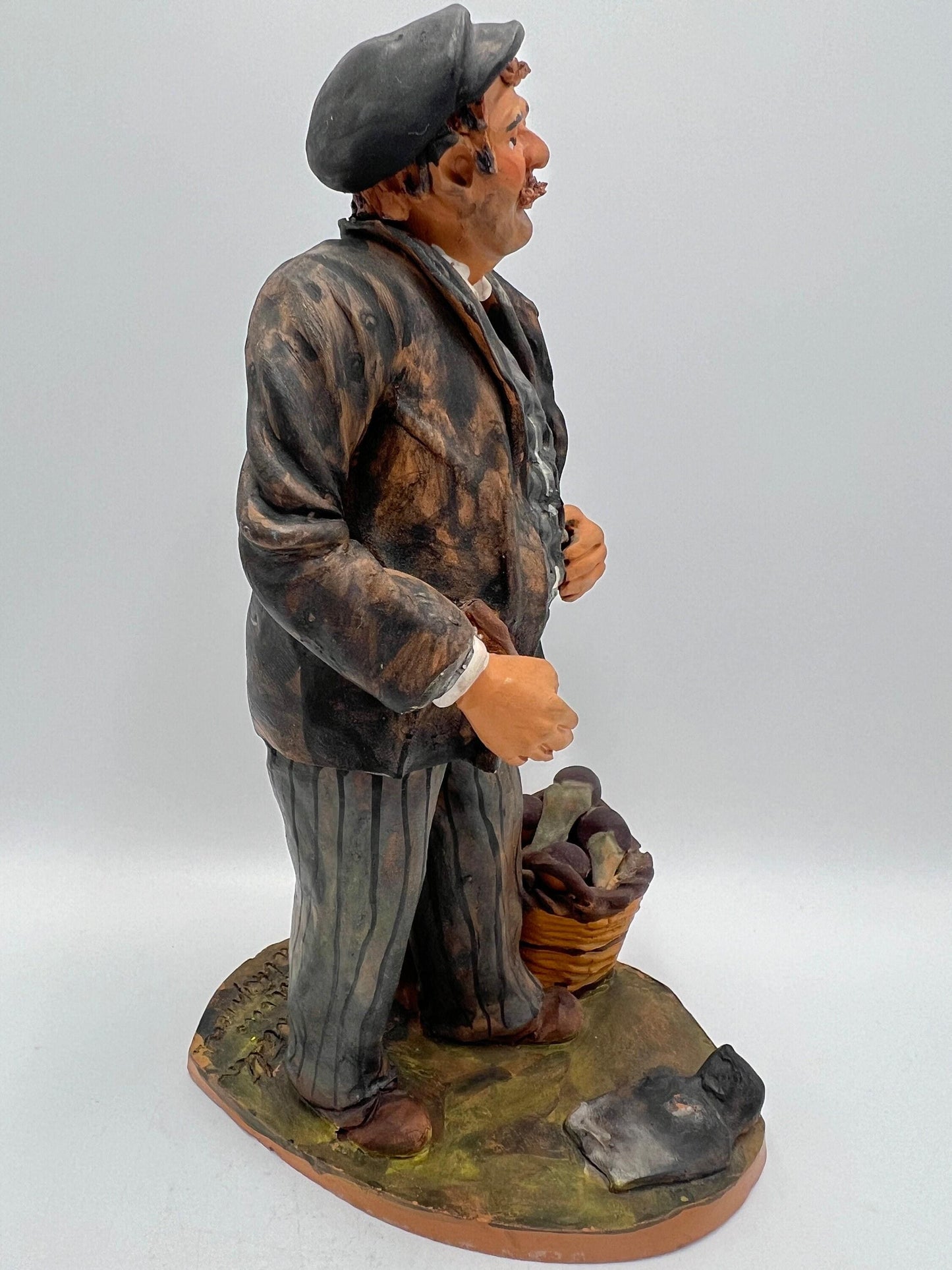 Terracotta Sculpture: Italian Folk Art Man - Signed by Mario Scarlatella